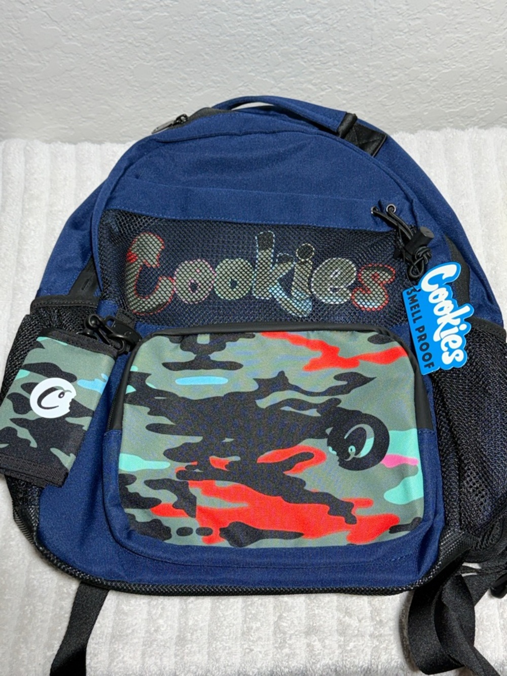 Cookies Navy Blue Camo Front Backpack